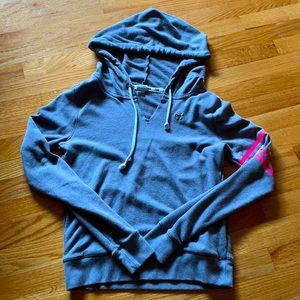 Cozy PINK hoodie size S with a v neck and PINK written on the left arm
